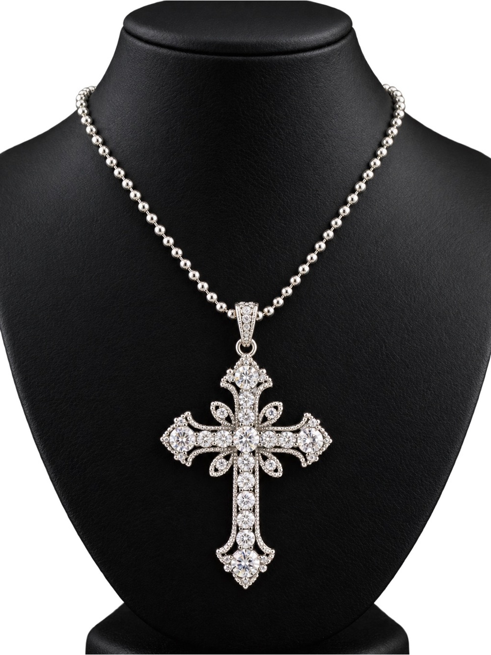 Sparkling Rhinestone Cross Necklace – Adjustable Chain - Picture 2 of 6